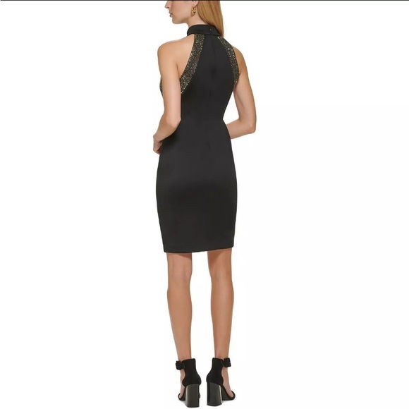 Calvin Klein Rhinestone-Trim Halter Sheath Dress 8 Black - Picture 7 of 13